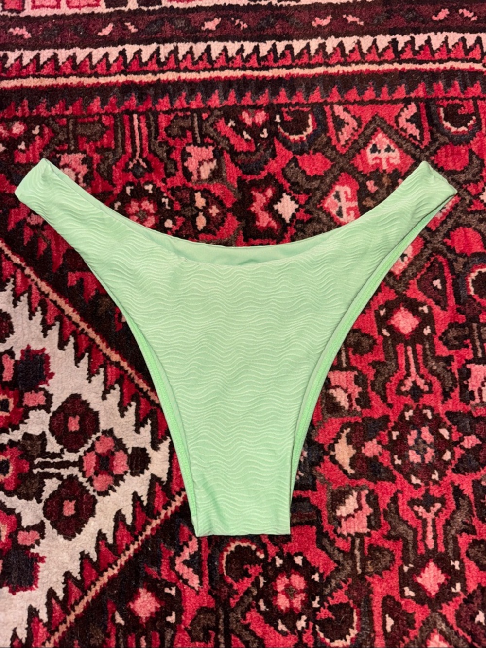 Monday Swimwear Wavy Ribbed Bikini Bottom Seafoam Green Large